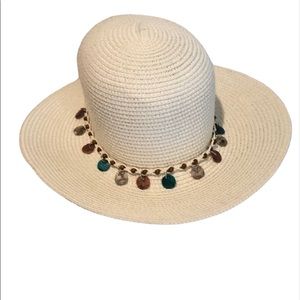 Cool summer hat 100% paper with stones and shell embellishments